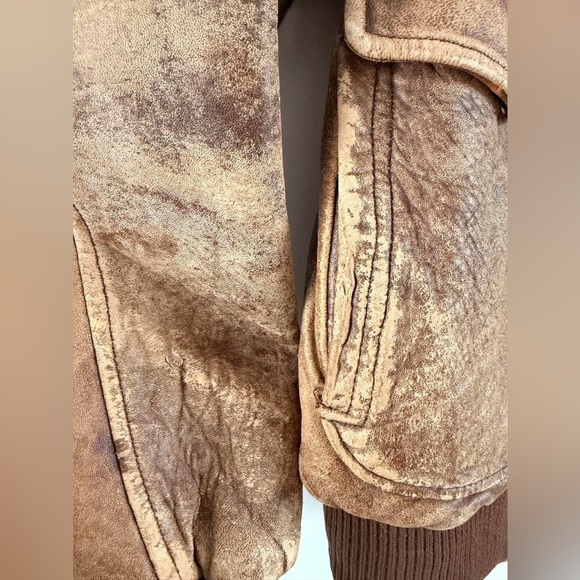 Vintage Mirage Brown Aviator Bomber Leather Jacket- Size M - Picture 4 of 8